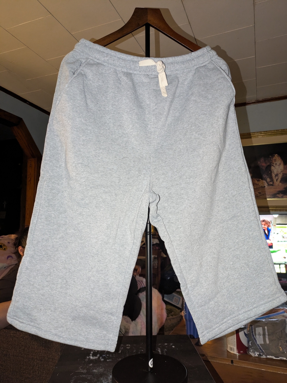 Kids Light Gray Sweat Shorts with Drawstring Size Large NWOT